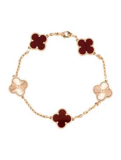 Pre-owned Van Cleef & Arpels Vintage Alhambra Bracelet, 5 Motifs, 7.75" In Multi