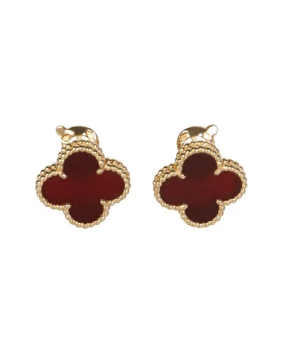 Pre-owned Van Cleef & Arpels Vintage Alhambra Carnelian Earrings (authentic Pre-loved)