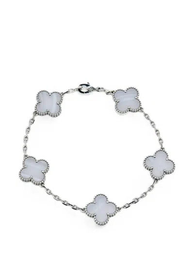Pre-owned Van Cleef & Arpels Vintage Alhambra Chalcedony Bracelet In Silver