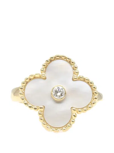Pre-owned Van Cleef & Arpels Vintage Alhambra Diamond Ring In Gold