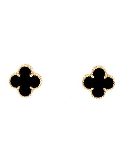 Pre-owned Van Cleef & Arpels Vintage Alhambra Earrings In Black