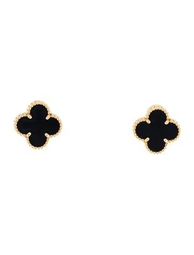Pre-owned Van Cleef & Arpels Vintage Alhambra Earrings In Black