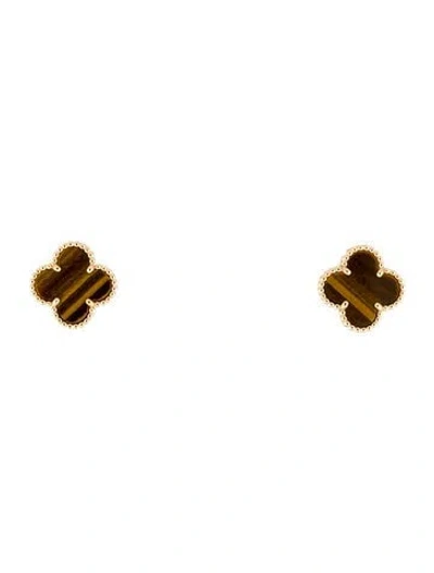 Pre-owned Van Cleef & Arpels Vintage Alhambra Earrings In Brown