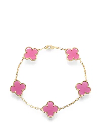 Pre-owned Van Cleef & Arpels Vintage Alhambra Enamel Bracelet In Gold