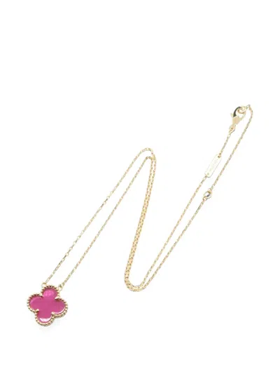 Pre-owned Van Cleef & Arpels Vintage Alhambra Enamel Necklace In Gold