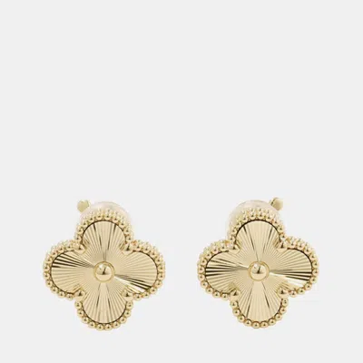 Pre-owned Van Cleef & Arpels Vintage Alhambra Guilloch 18k Yellow Gold Earrings