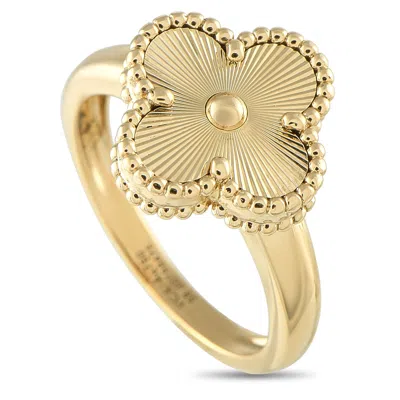 Van Cleef & Arpels Vintage Alhambra Guilloche 18k Yellow Gold Ring Carp61357