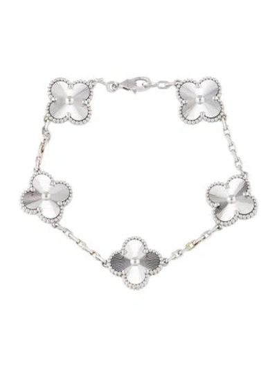 Pre-owned Van Cleef & Arpels Vintage Alhambra Guilloché Bracelet, 5 Motifs, 6.25" In Multi
