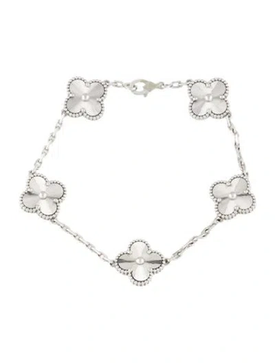 Pre-owned Van Cleef & Arpels Vintage Alhambra Guilloché Bracelet, 5 Motifs, 6.75" In Multi