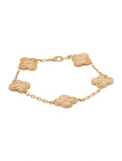 Pre-owned Van Cleef & Arpels Vintage Alhambra Guilloché Bracelet, 5 Motifs In Multi