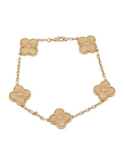 Pre-owned Van Cleef & Arpels Vintage Alhambra Guilloché Bracelet, 5 Motifs In Multi