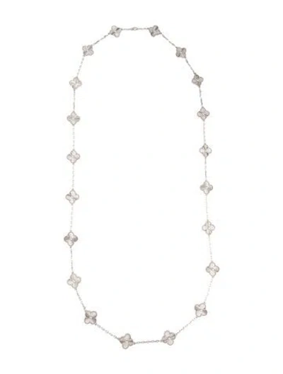 Pre-owned Van Cleef & Arpels Vintage Alhambra Guilloche Long Necklace, 20 Motifs, 32" In Multi