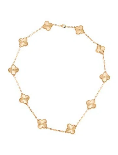 Pre-owned Van Cleef & Arpels Vintage Alhambra Guilloché Necklace, 10 Motif, 17" In Multi