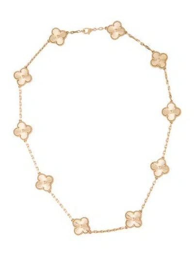 Pre-owned Van Cleef & Arpels Vintage Alhambra Guilloché Necklace, 10 Motifs, 16.75" In Multicolor