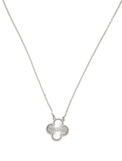 Pre-owned Van Cleef & Arpels Vintage Alhambra Guilloché Pendant Necklace In Multi