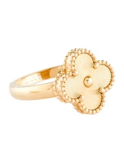 Pre-owned Van Cleef & Arpels Vintage Alhambra Guilloche Ring In Multi