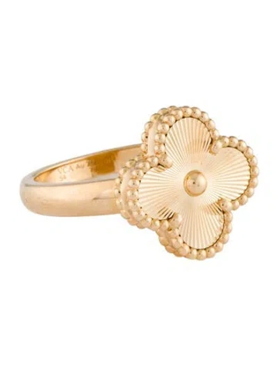Pre-owned Van Cleef & Arpels Vintage Alhambra Guilloché Ring In Multi
