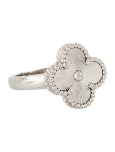 Pre-owned Van Cleef & Arpels Vintage Alhambra Guilloché Ring In Multi