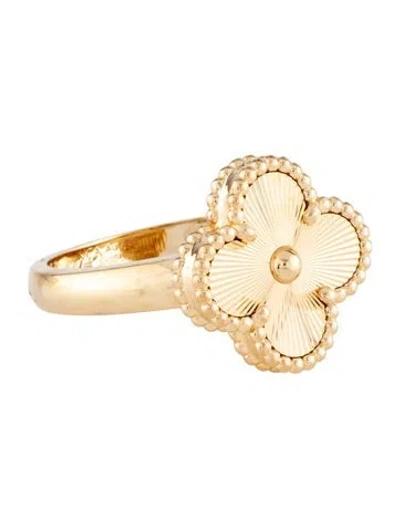 Pre-owned Van Cleef & Arpels Vintage Alhambra Guilloché Ring In Multi
