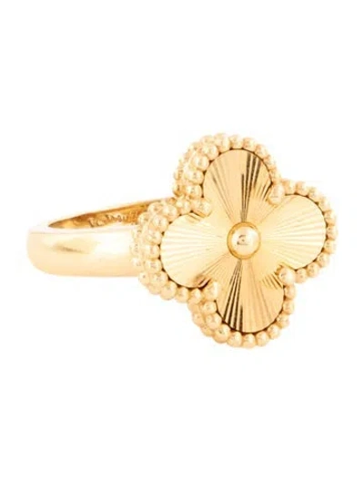Pre-owned Van Cleef & Arpels Vintage Alhambra Guilloché Ring In Multicolor