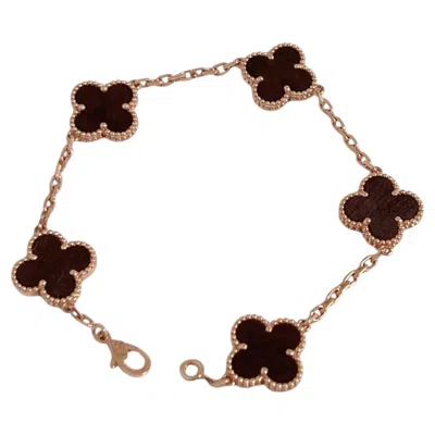 Pre-owned Van Cleef & Arpels Vintage Alhambra Limited Edition Letterwood 18k Gold Bracelet In Multiple