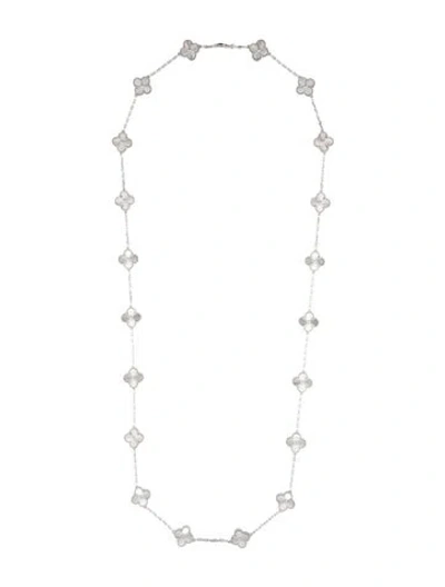 Pre-owned Van Cleef & Arpels Vintage Alhambra Long Guilloché Necklace, 20 Motifs, 33.75" In Multi