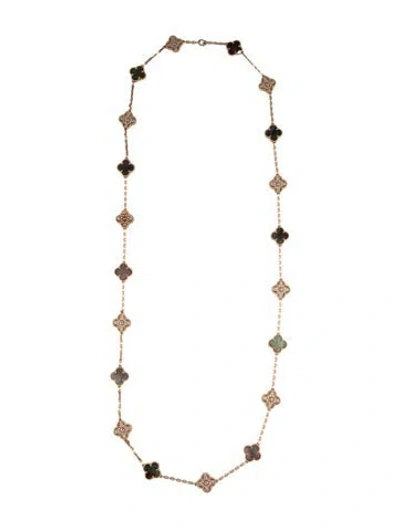 Pre-owned Van Cleef & Arpels Vintage Alhambra Long Necklace, 33.5" In Multi
