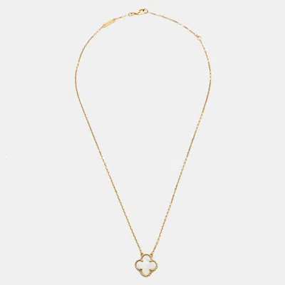 Pre-owned Van Cleef & Arpels Vintage Alhambra Mother Of Pearl 18k Yellow Gold Pendant Necklace