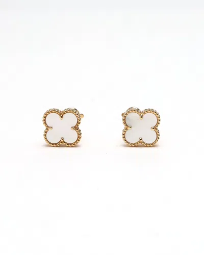 Van Cleef & Arpels Vintage Alhambra Mother-of-pearl Earrings In Gold