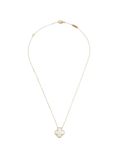 Pre-owned Van Cleef & Arpels Vintage Alhambra Mother-of-pearl Necklace In Gold
