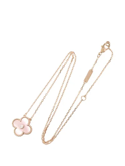 Pre-owned Van Cleef & Arpels Vintage Alhambra Mother-of-pearl Necklace In Pink