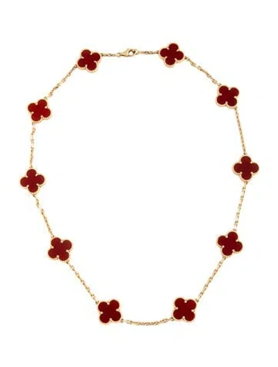 Pre-owned Van Cleef & Arpels Vintage Alhambra Necklace, 10 Motifs, 12.75" In Multicolor