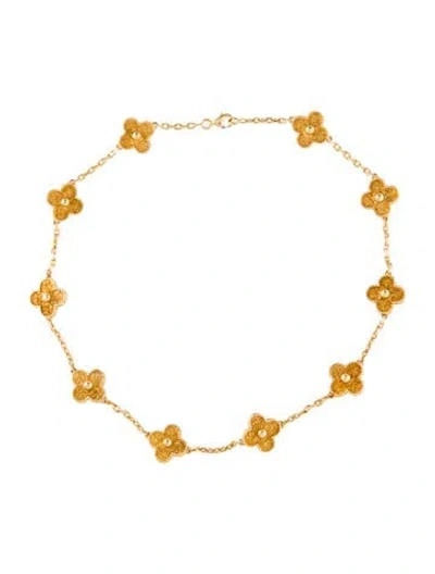 Pre-owned Van Cleef & Arpels Vintage Alhambra Necklace, 10 Motifs, 15" In Multi