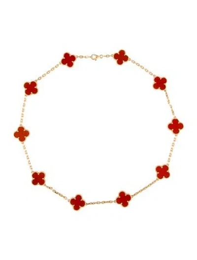 Pre-owned Van Cleef & Arpels Vintage Alhambra Necklace, 10 Motifs, 16.5" In Multi