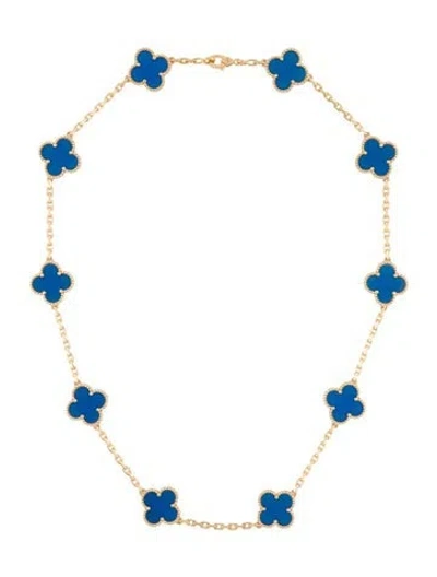 Pre-owned Van Cleef & Arpels Vintage Alhambra Necklace, 10 Motifs, 16.5" In Multi
