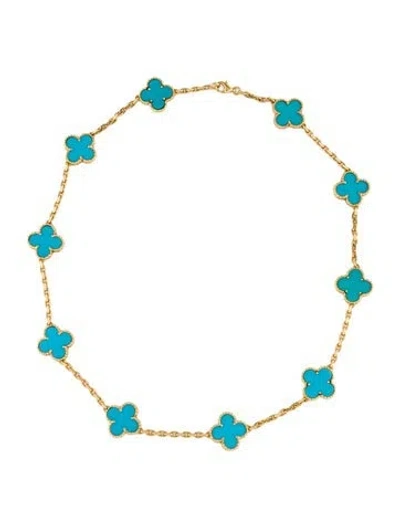 Pre-owned Van Cleef & Arpels Vintage Alhambra Necklace, 10 Motifs, 16.5" In Multicolor