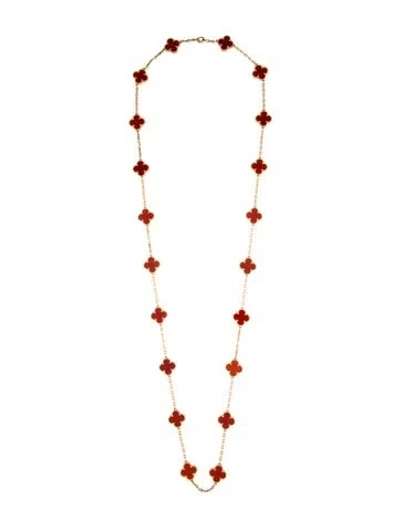Pre-owned Van Cleef & Arpels Vintage Alhambra Necklace, 20 Motif, 34" In Multi