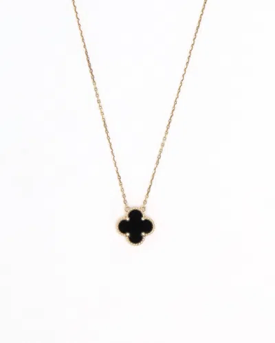 Van Cleef & Arpels Vintage Alhambra Onyx Necklace In Black