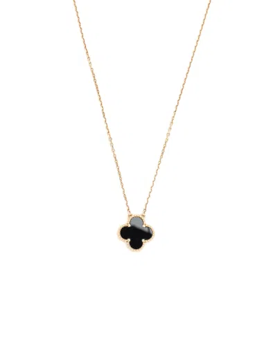 Van Cleef & Arpels Vintage Alhambra Onyx Necklace In Gold