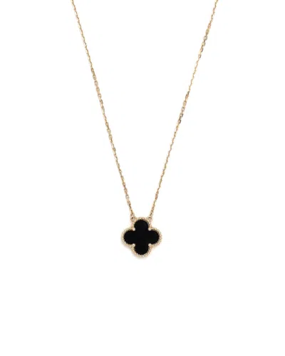 Van Cleef & Arpels Vintage Alhambra Onyx Necklace In Gold