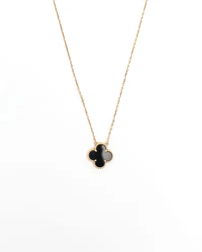 Van Cleef & Arpels Vintage Alhambra Onyx Pendant In Gold