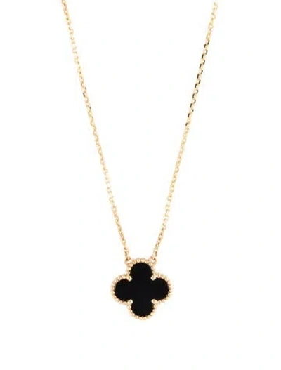 Pre-owned Van Cleef & Arpels Vintage Alhambra Pendant, 16" In Black