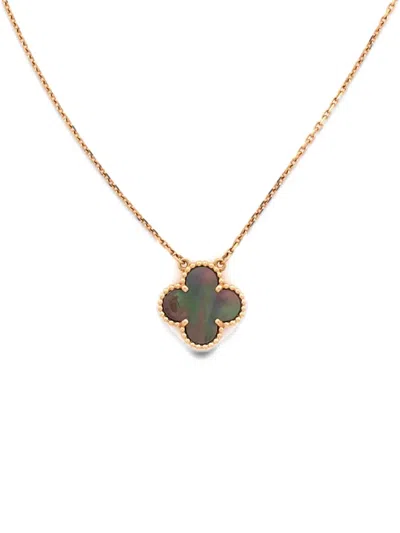 Pre-owned Van Cleef & Arpels Vintage Alhambra Pendant 18k Rose Gold And Grey Mother Of Pearl Necklace In Pink