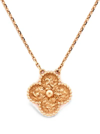 Pre-owned Van Cleef & Arpels Vintage Alhambra Pendant 18k Rose Gold Necklace In Pink