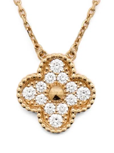 Pre-owned Van Cleef & Arpels Vintage Alhambra Pendant 18k Yellow Gold And Diamonds Necklace