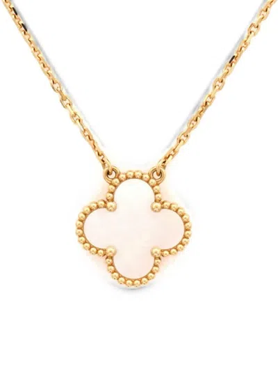 Pre-owned Van Cleef & Arpels Vintage Alhambra Pendant 18k Yellow Gold And Mother Of Pearl Necklace