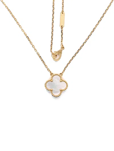 Pre-owned Van Cleef & Arpels Vintage Alhambra Pendant 18k Yellow Gold And Mother Of Pearl Necklace