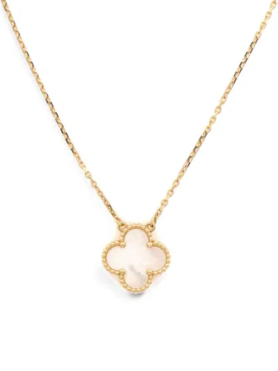 Pre-owned Van Cleef & Arpels Vintage Alhambra Pendant 18k Yellow Gold And Mother Of Pearl Necklace