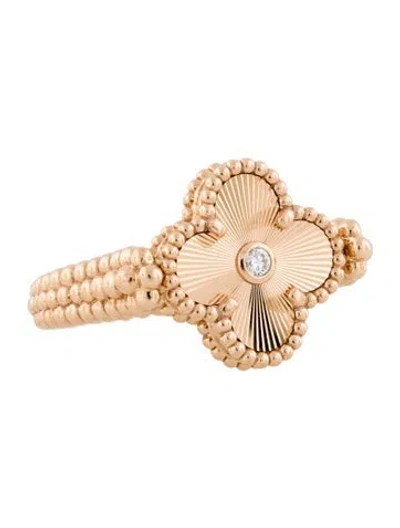 Pre-owned Van Cleef & Arpels Vintage Alhambra Reversible Ring In Multi