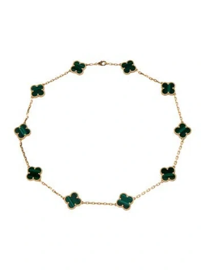 Pre-owned Van Cleef & Arpels Vintage Alhambra Station Necklace, 10 Motif, 17" In Multi